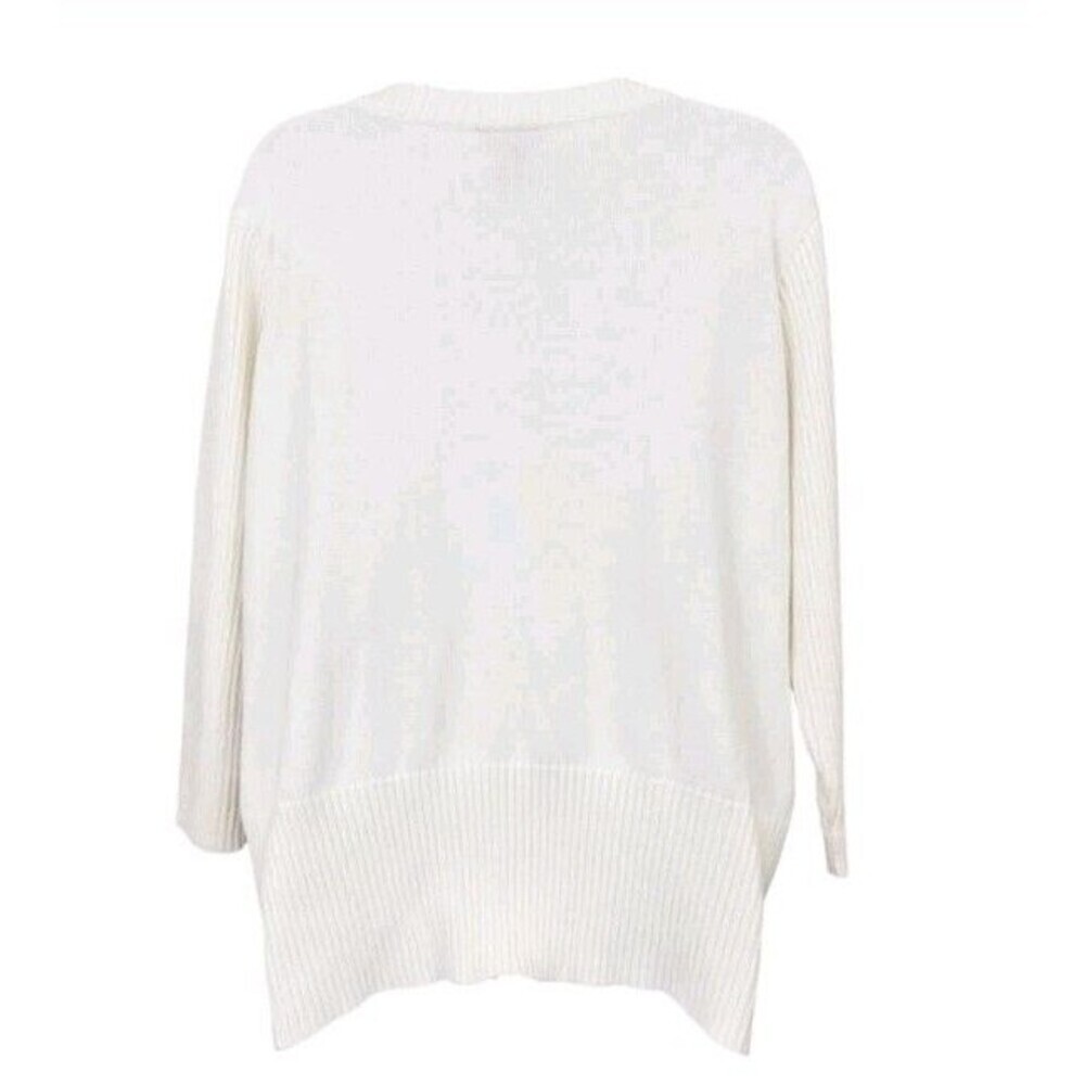 Rafalla Woman Woven Knit V-eck Sweater Size 2X Color: off-white - Picture 7 of 8